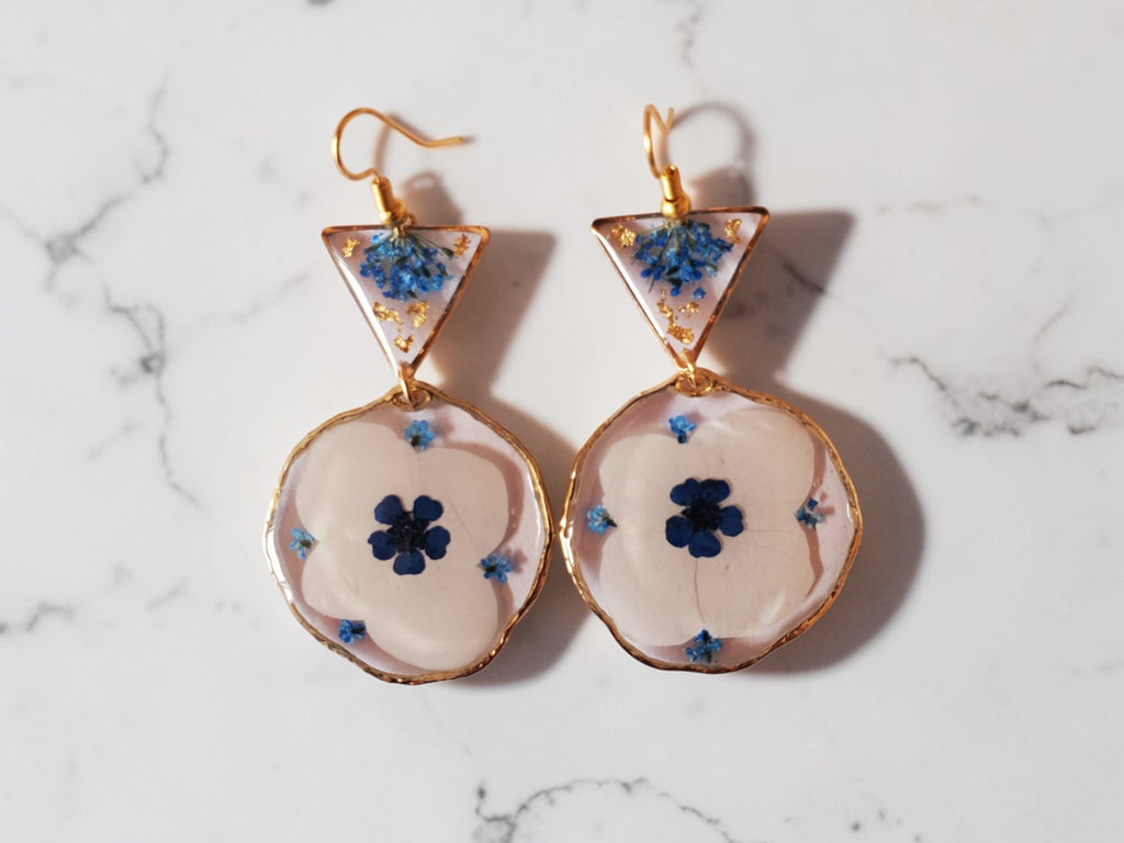 Boucles d’Oreilles Blanc & Bleu