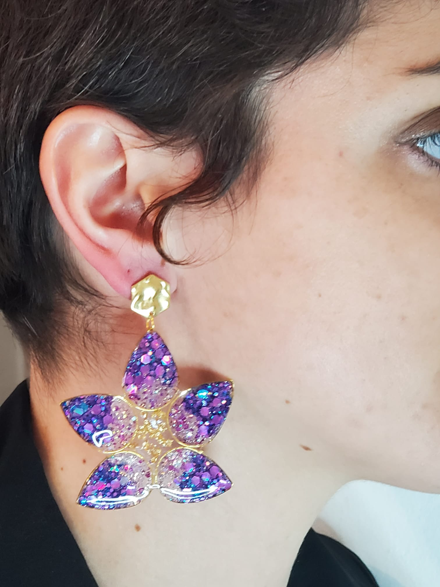 Boucles d’oreilles pailletées, élégantes et lumineuses