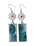 Boucles d'oreilles avec fleurs séchées et paillettes bleues