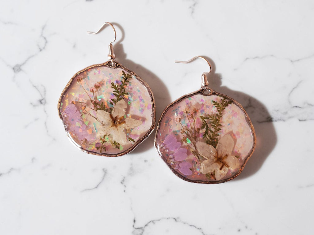 Boucles d'oreilles rondes fleuries