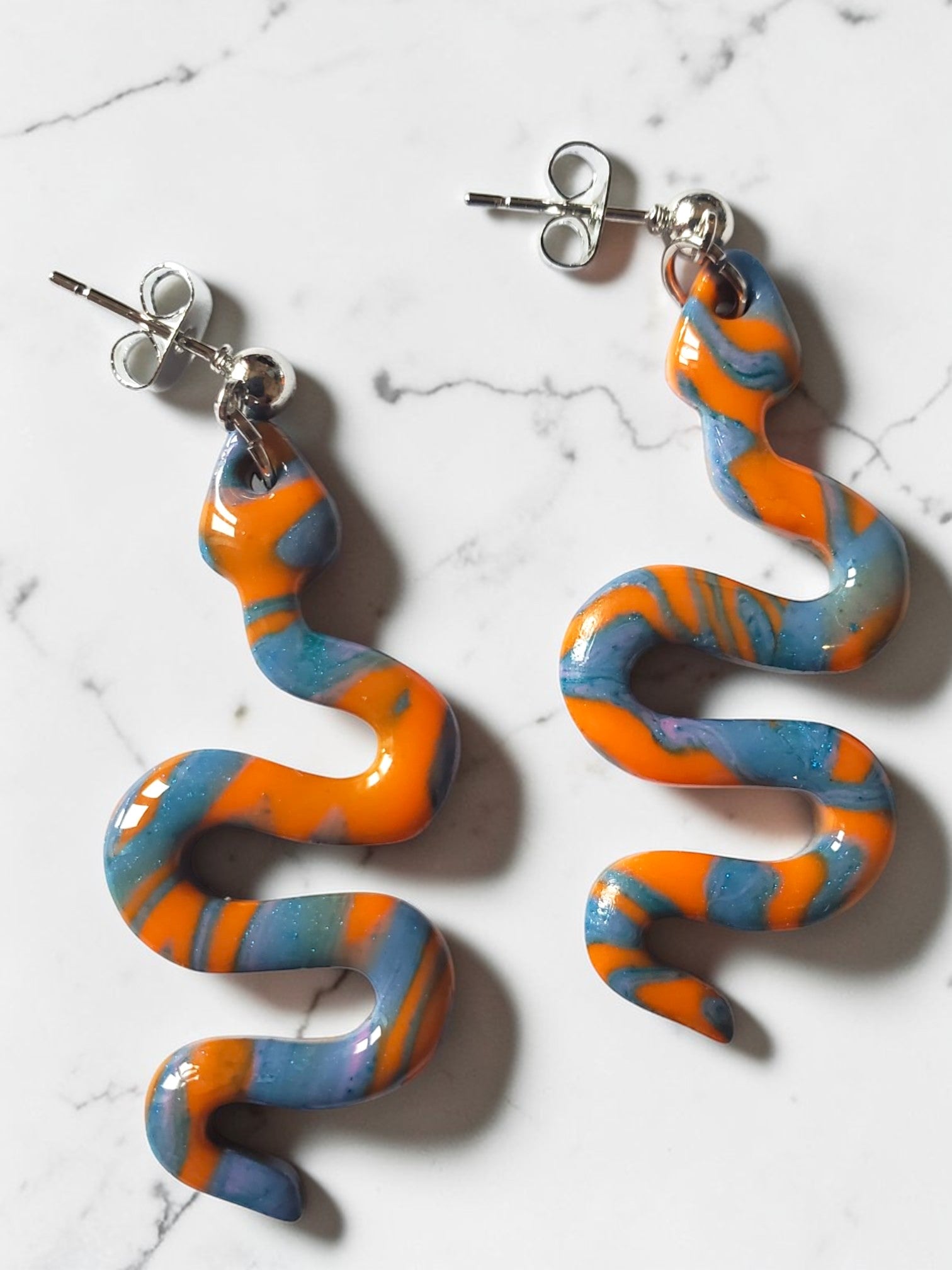 Boucles d'oreilles Serpent en pâte polymère