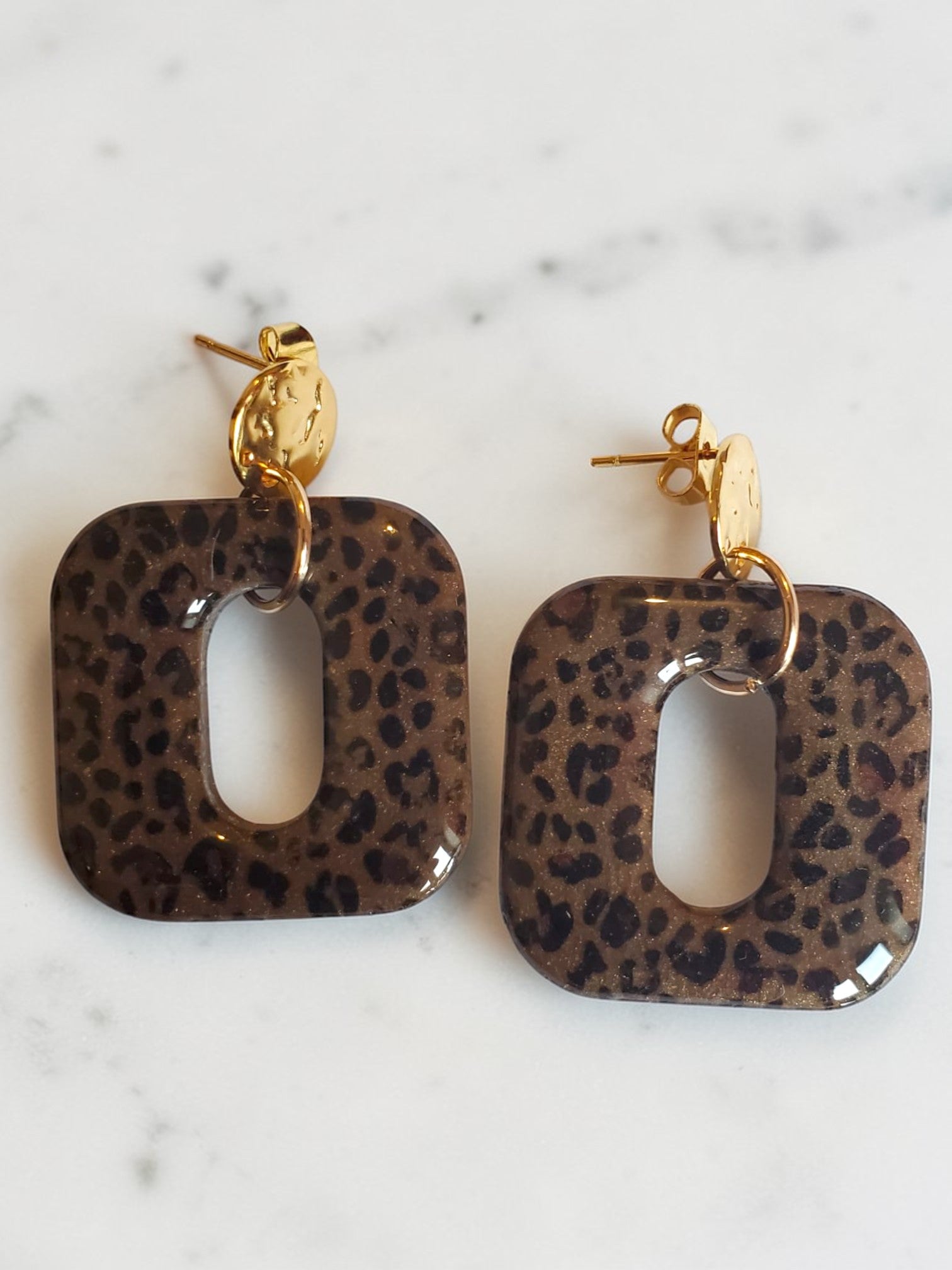 Boucles d’oreilles Léopard en pâte polymère