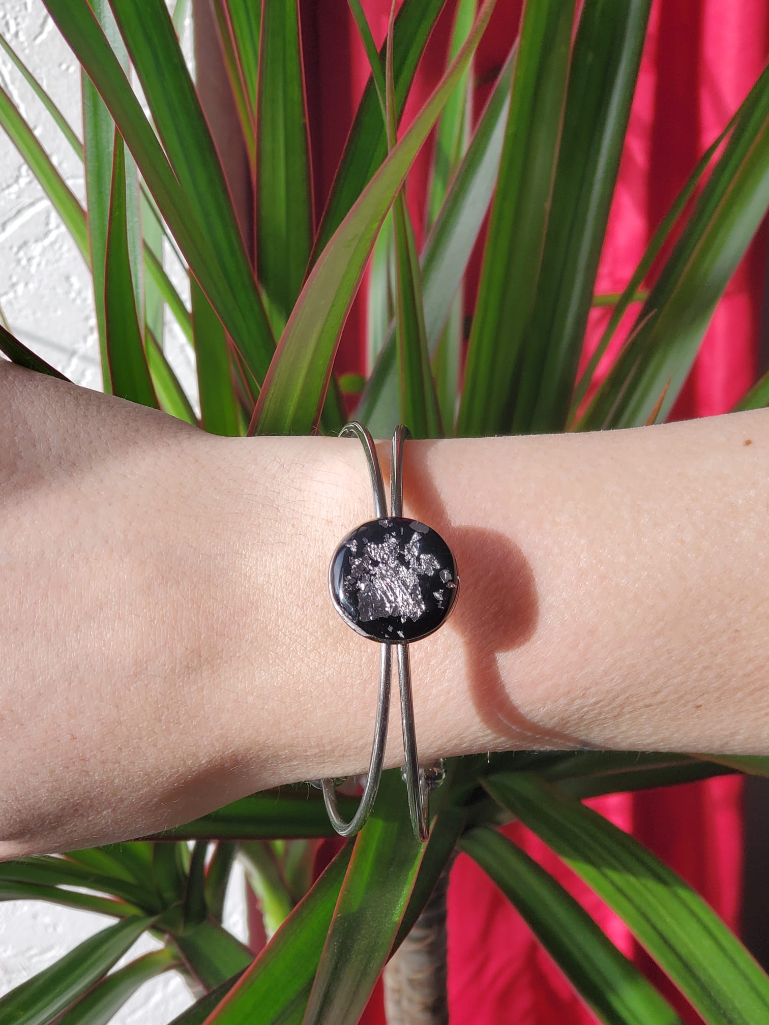 Bracelet style manchette Noir et Argent