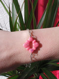 Bracelet rose pailleté et argent