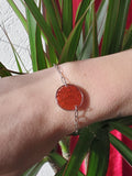 Bracelet rouge pailleté et argent