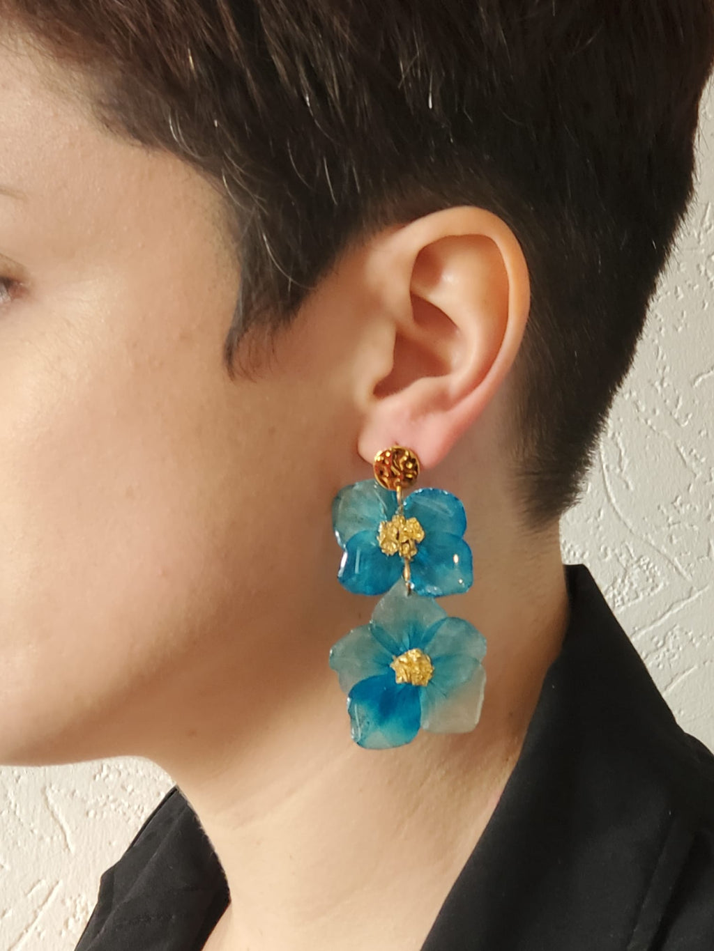 Boucles d’oreilles en fleurs naturelles sous résine