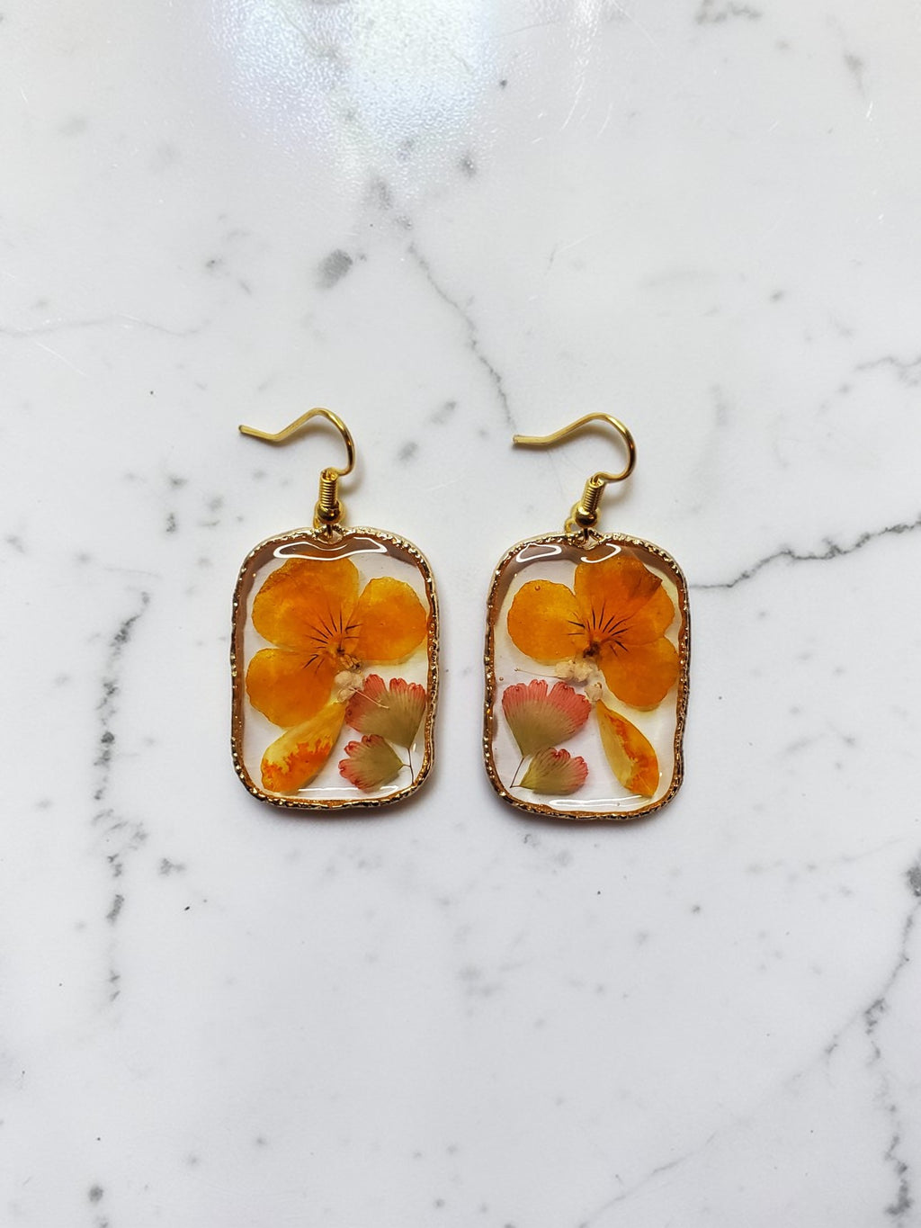 Boucles d'oreilles Fleurs orange
