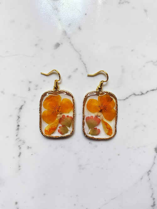 Boucles d'oreilles Fleurs orange