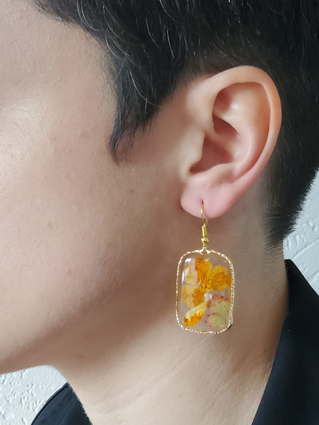 Boucles d'oreilles Fleurs orange