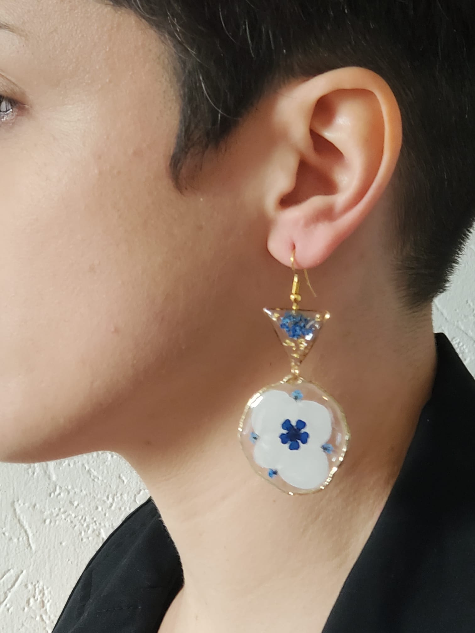 Boucles d’Oreilles Blanc & Bleu