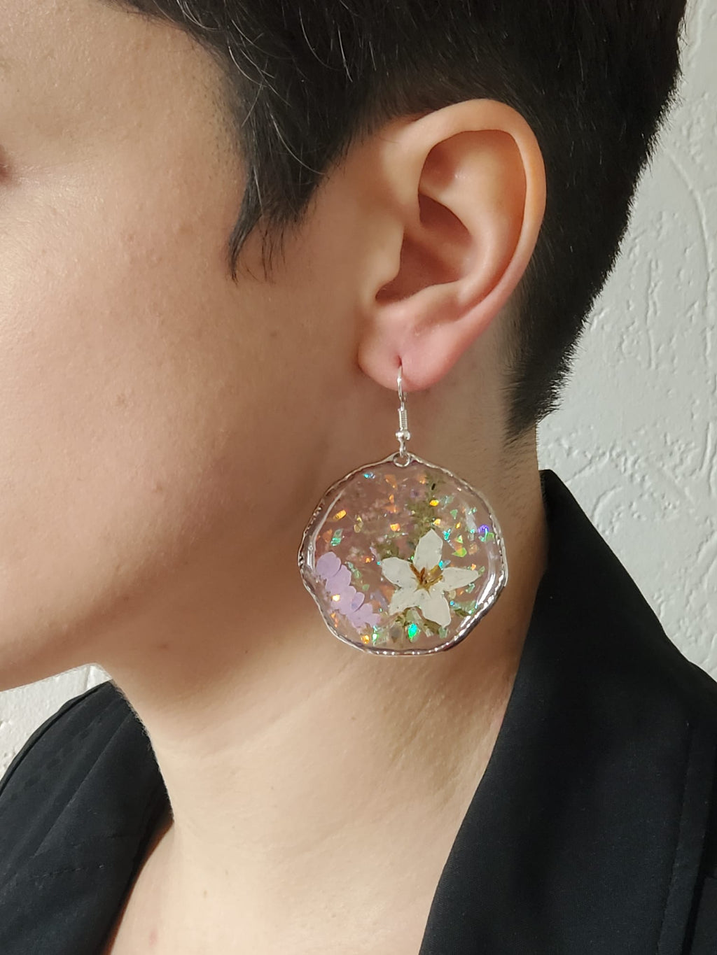 Boucles d'oreilles rondes fleuries